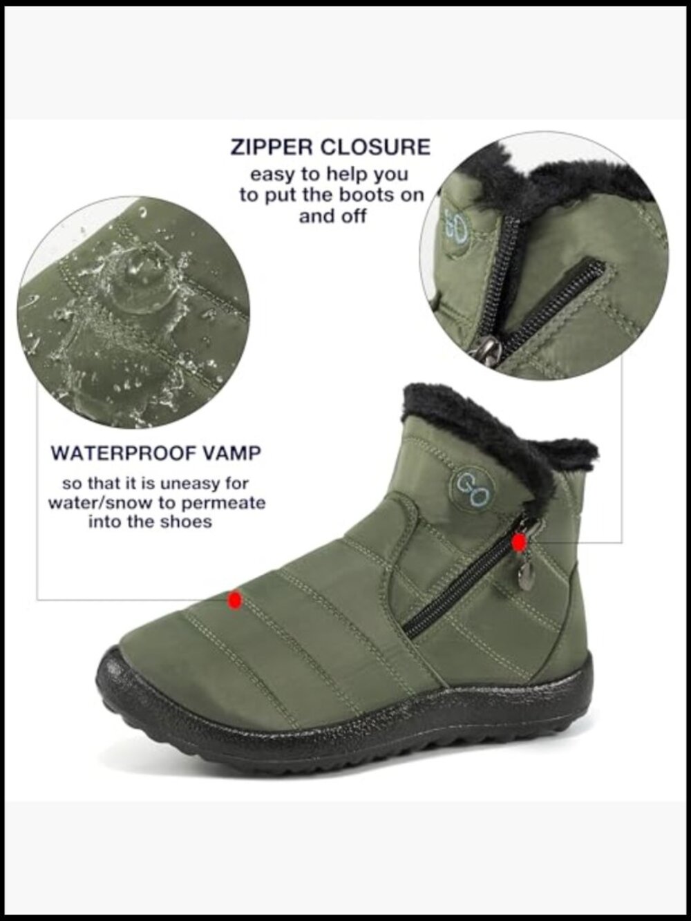 Winter Snow Boots for Women Warm Faux Fur Lined Waterproof Slip On Outdoor - Picture 5 of 7